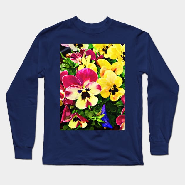 Flat of Pansies Mixed Colors Long Sleeve T-Shirt by SusanSavad